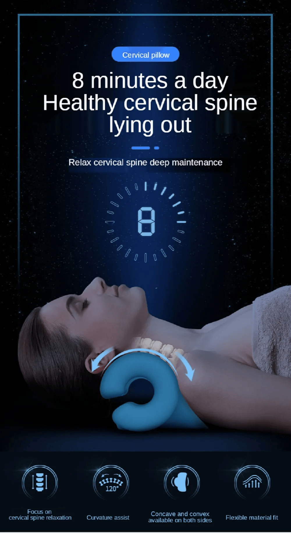 Cervical Traction Pillow (Neck Stretch|Posture Correction)