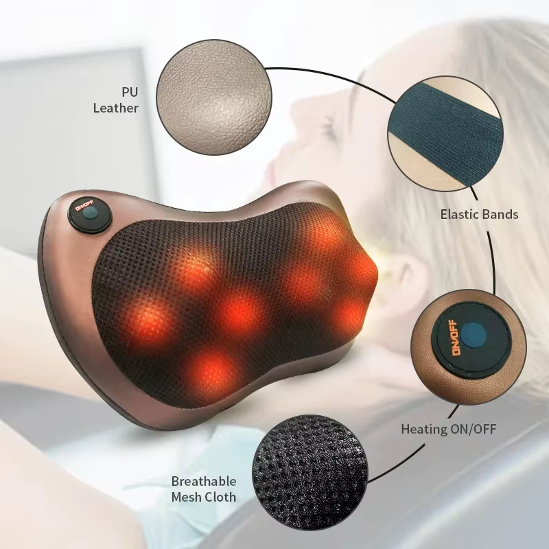 Portable Massage Pillow (Neck & Back, Home & Car use)