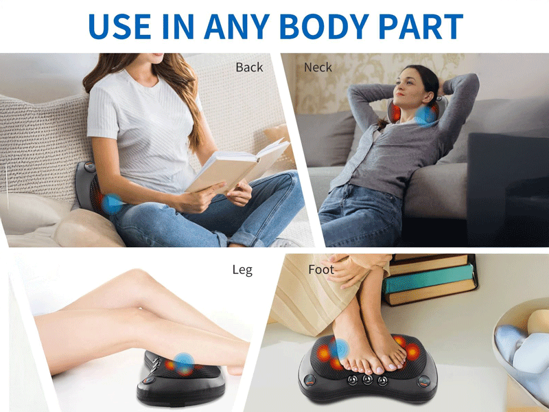 Portable Massage Pillow (Neck & Back, Home & Car use)