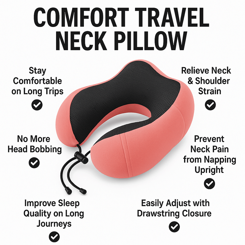 Comfort Travel Neck Pillow (Memory Foam | for Office & Flights)