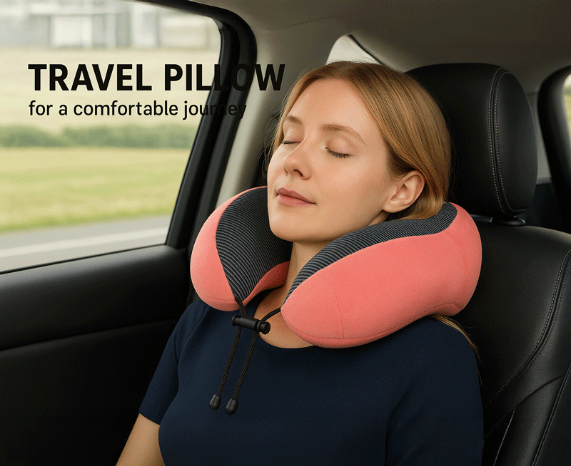 Comfort Travel Neck Pillow (Memory Foam | for Office & Flights)