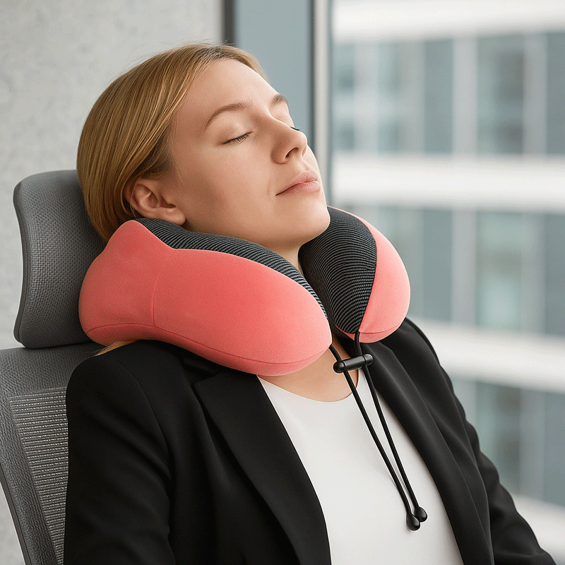 Comfort Travel Neck Pillow (Memory Foam | for Office & Flights)