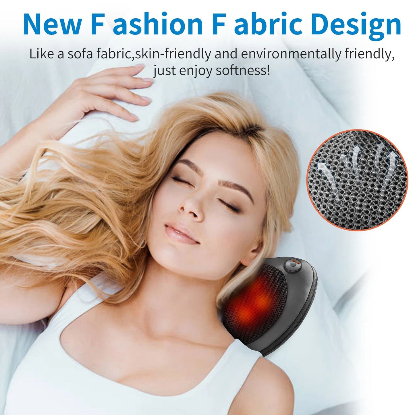 Portable Massage Pillow (Neck & Back, Home & Car use)