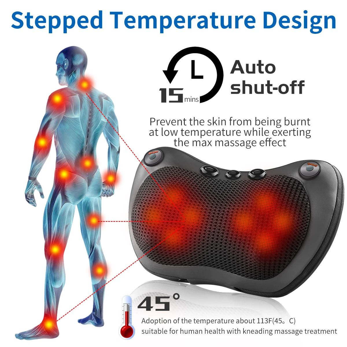 Portable Massage Pillow (Neck & Back, Home & Car use)