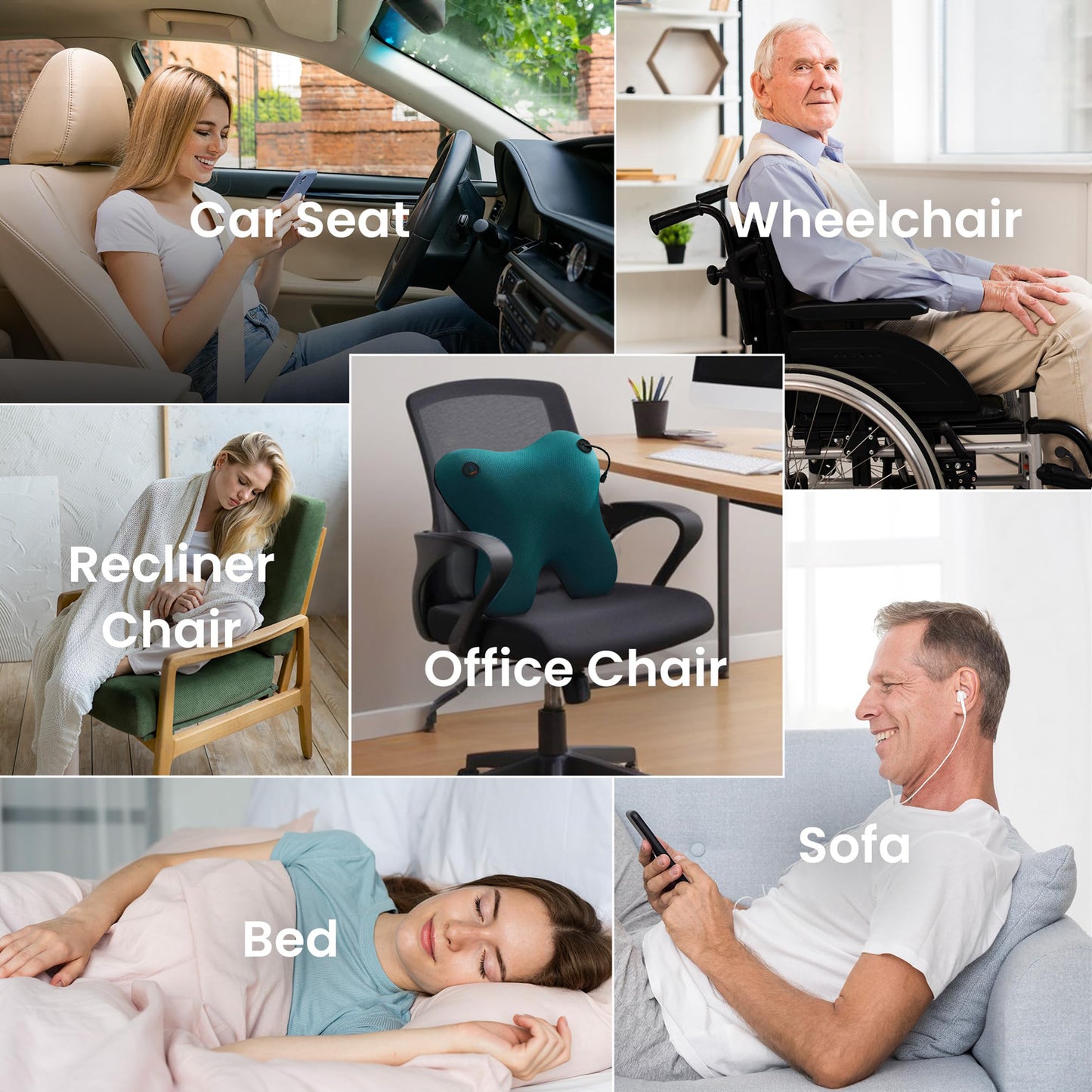(US) Neck And Back Deep Acupressure Massager Full Body Massage Pillow