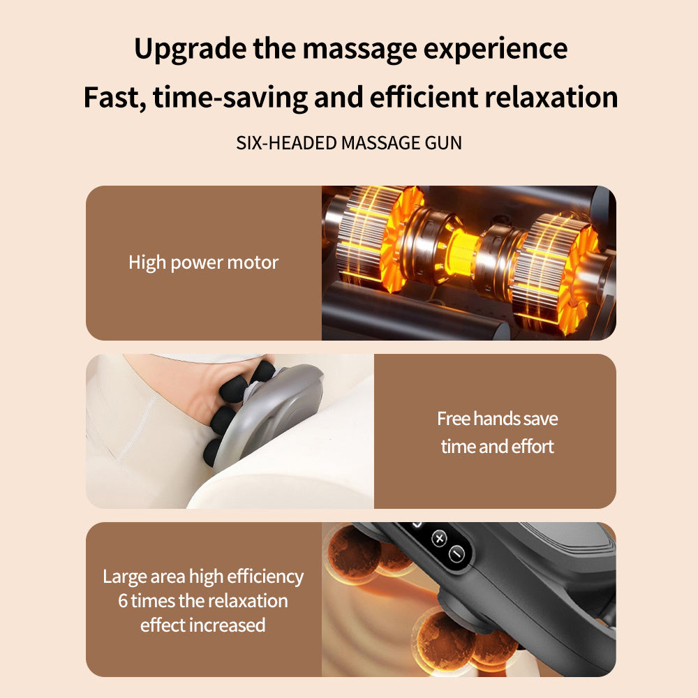 (US) Handheld Percussion Massage Gun (6 Heads- 2025 Upgraded Model)