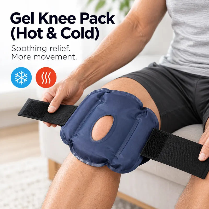 Hands-Free Gel Knee Pack (Hot & Cold • Reusable • Velcro Strap)
